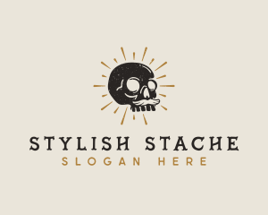 Hipster Skull Mustache logo design