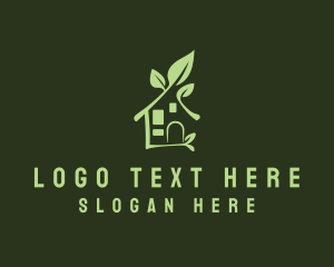 Lawn Maintenance - House Branch Leaf logo design