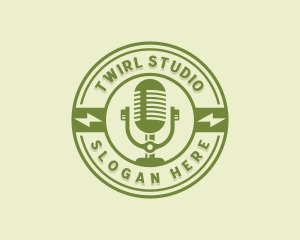 Microphone Podcast Studio logo design