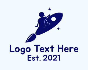 Learning Center - Kid Paintbrush Rocket logo design