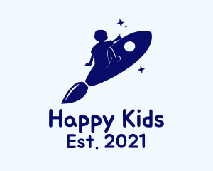 Kid Paintbrush Rocket logo design