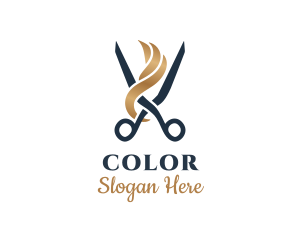Golden - Hairdresser Styling Scissor logo design