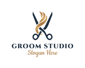 Groom - Hairdresser Styling Scissor logo design