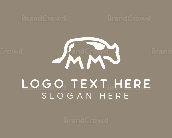 Cow Animal Letter MM Logo