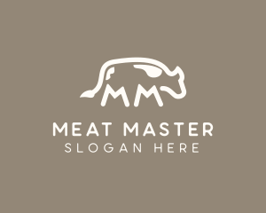 Cow Animal Letter MM logo design