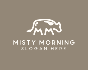 Cow Animal Letter MM logo design