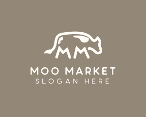Cow Animal Letter MM logo design