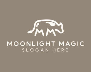 Cow Animal Letter MM logo design