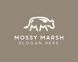 Cow Animal Letter MM logo design