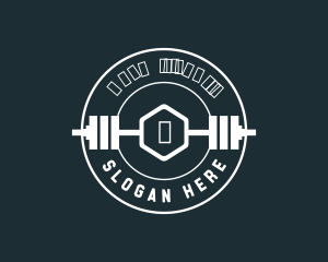 Emblem - Barbell Weights Fitness logo design