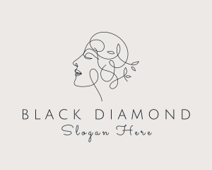 Black - Natural Woman Face logo design