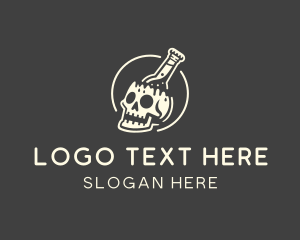 Alcohol - Skull Beer Bottle logo design