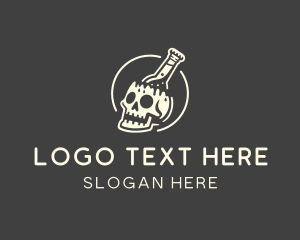 Skull Beer Bottle  Logo