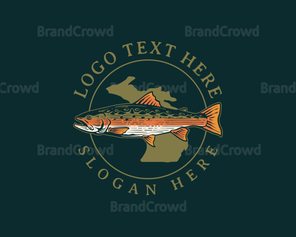 Trout Michigan Fish Logo