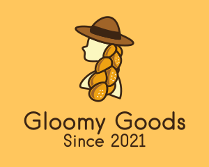 Woman Bread Hair logo design