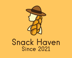 Snack Bar - Woman Bread Hair logo design