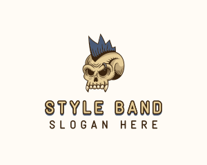 Skull Streetwear Mohawk logo design