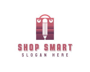 Shopping - Pencil Stationery Shopping logo design
