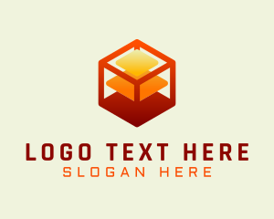 Orange - 3D Cube Application logo design