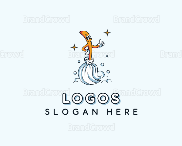 Wash Cleaning Broom Cleaner Logo