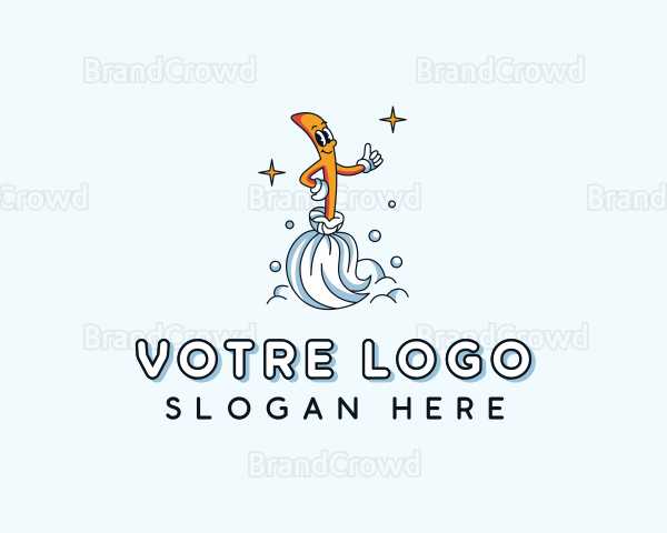 Wash Cleaning Broom Cleaner Logo