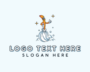 Clean - Wash Cleaning Broom Cleaner logo design
