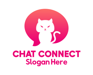 Chatting - Pink Cat Chat logo design