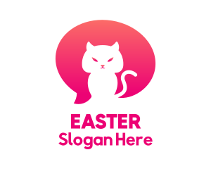 Chat Head - Pink Cat Chat logo design