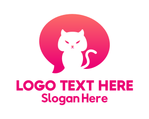 Chatting - Pink Cat Chat logo design