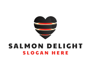 Salmon - Maki Heart Restaurant logo design