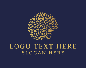 Eco - Gold Eco Tree logo design