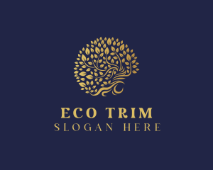 Gold Eco Tree  logo design