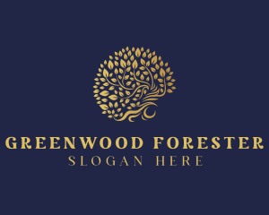 Gold Eco Tree  logo design