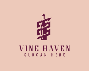 Wine Bottle Serpent logo design