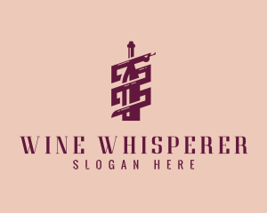 Sommelier - Wine Bottle Serpent logo design
