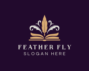 Feather Quill Pen Book logo design