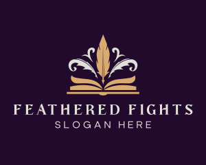 Feather Quill Pen Book logo design