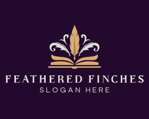 Feather Quill Pen Book logo design