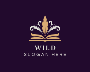 Copywriter - Feather Quill Pen Book logo design