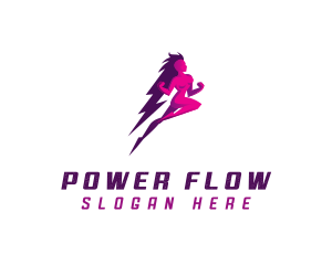 Lightning Woman Power logo design