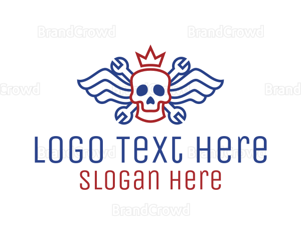 Winged Skull Mechanic Logo