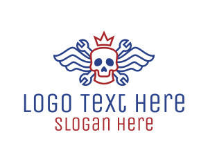 Transportation - Winged Skull Mechanic logo design