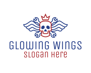 Winged Skull Mechanic logo design