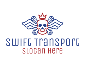 Winged Skull Mechanic logo design