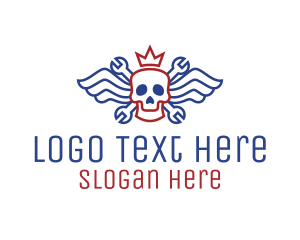 Goth - Winged Skull Mechanic logo design