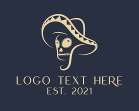 Skull - Yellow Calavera Hat logo design