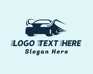 Rideshare - Blue Car Racing logo design