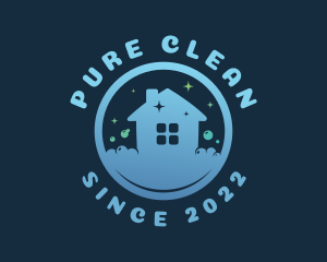 Blue Cleaning House Bubbles logo design