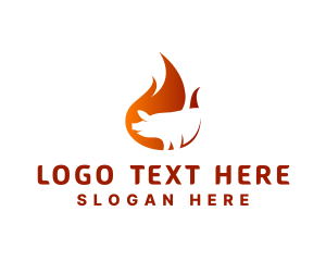 Meat Shop - Hot Flaming Pig logo design
