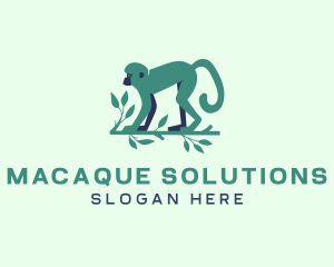 Macaque - Monkey Tree Branch logo design